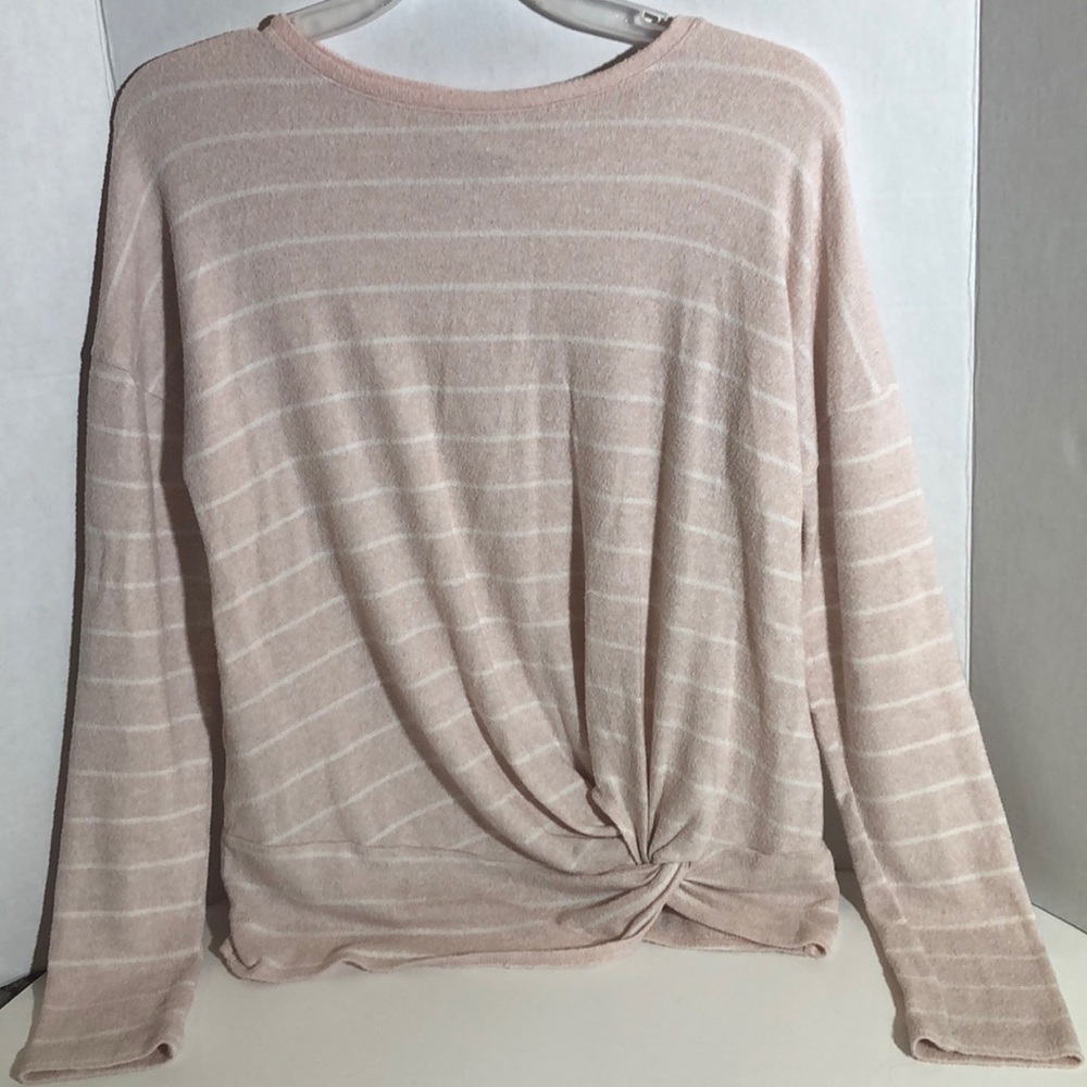 Light Pink Striped Long-Sleeve Top